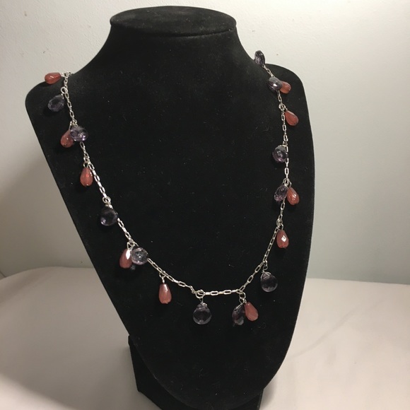 Banana Republic Faceted Glass Silvertone Necklace - Picture 1 of 5